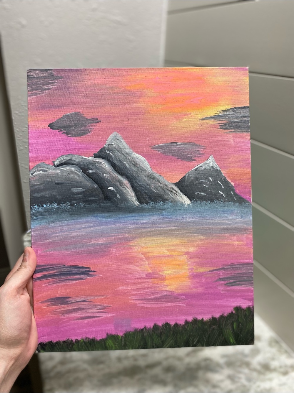 Sunset Mountain Canvas Board Art